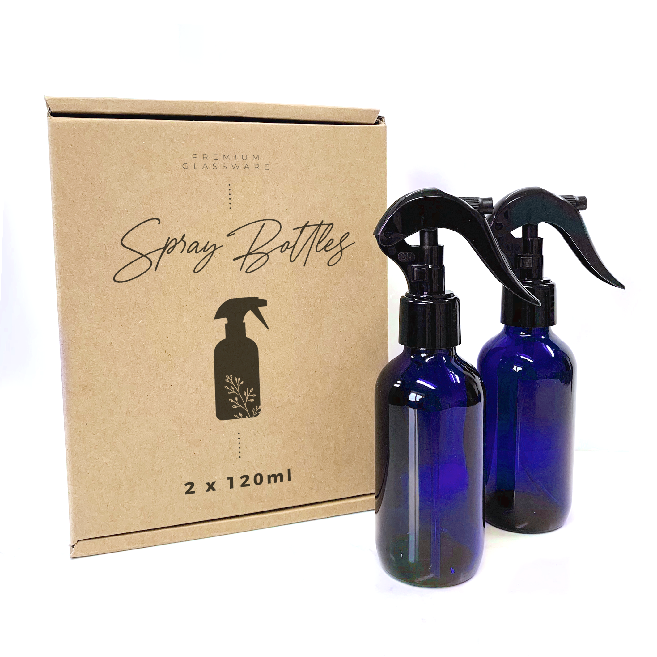 Spray 120ml - vetro BLU (pacco da 2) con adesivi vinilici e ricette
